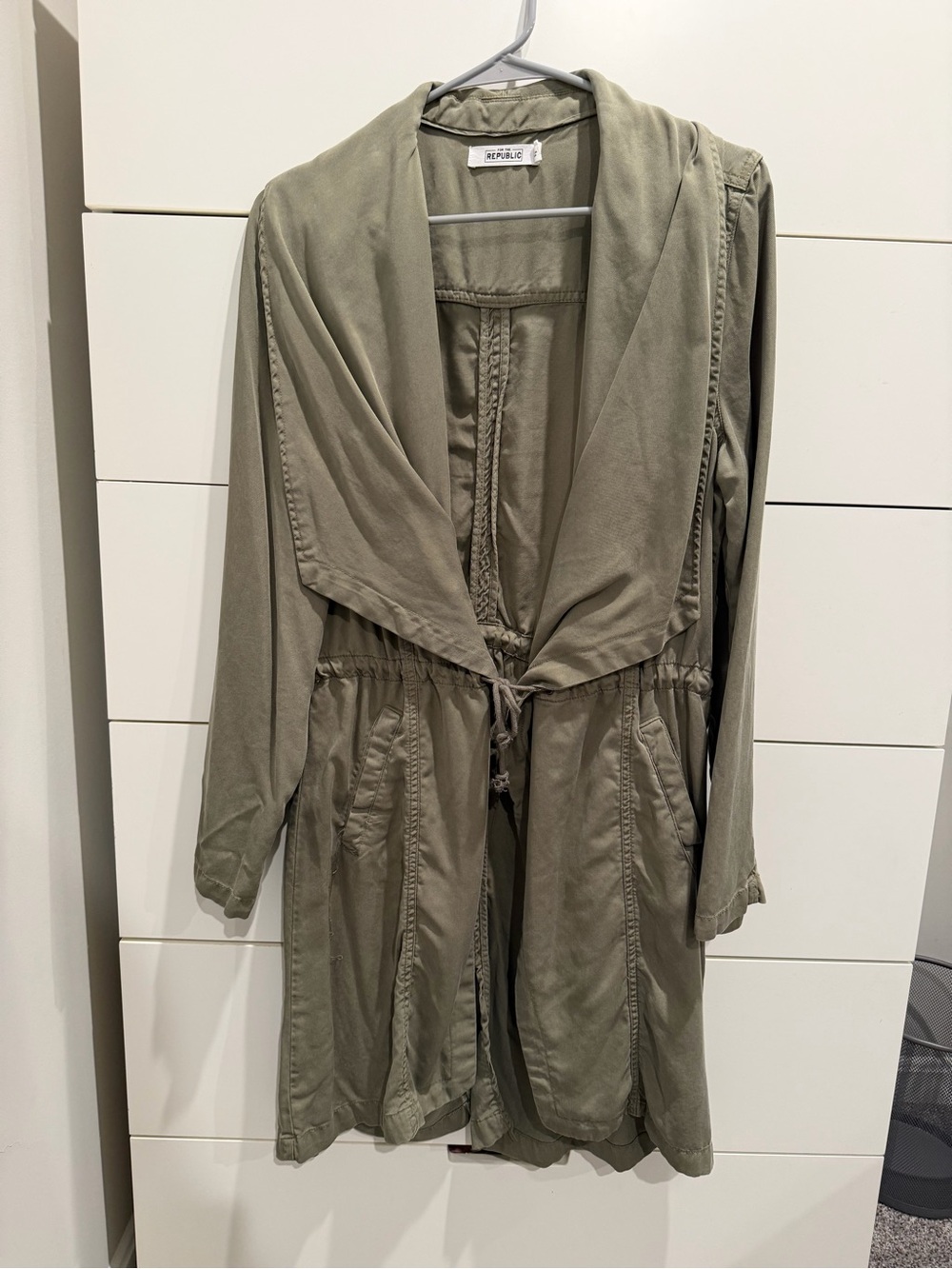 Olive Green Lightweight Draped Jacket